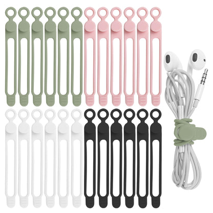 24Pcs Silicone Cable Ties, Cord Organizer Cable Management-Multi