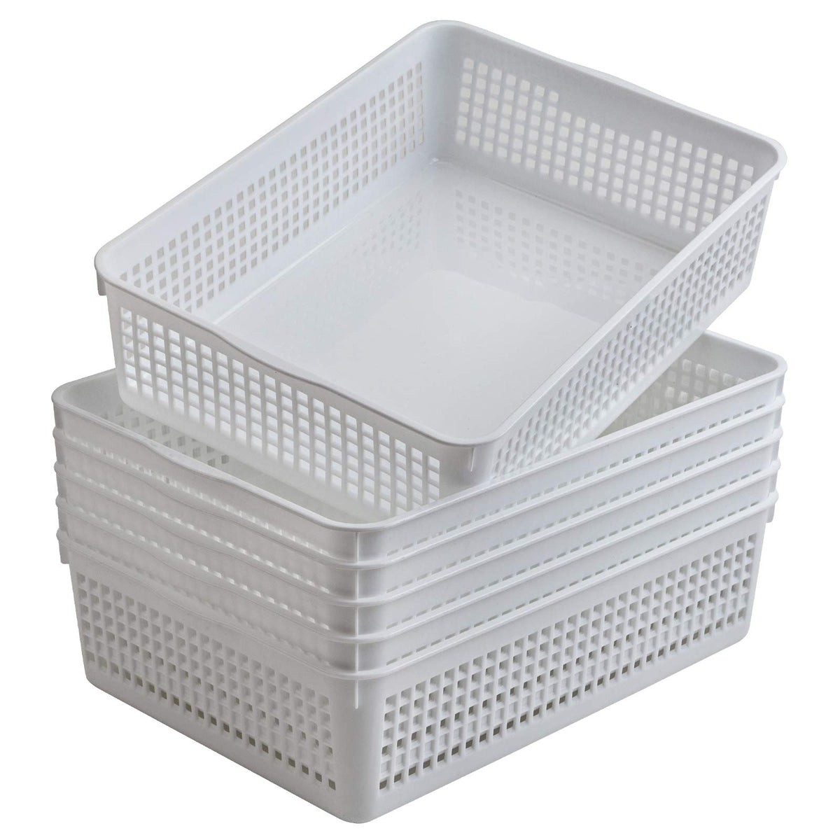 Aebeky A4 Size Plastic Paper Storage Trays,Desktop File Organizer Baskets,6-Packs (Black)