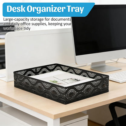 Desk Paper Tray Organizer, Metal Mesh Storage Basket for Office Home