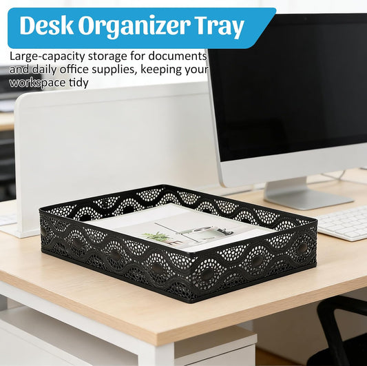 Desk Paper Tray Organizer, Metal Mesh Storage Basket for Office Home