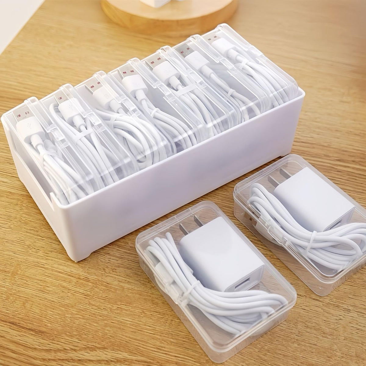 7 Case Cable Storage Box with Cable Straps and Label Stickers, Travel Cord Organizer for Charging Cables, USB Wires, Earphones – Drawer Organization for Home & Office (1 Pack)
