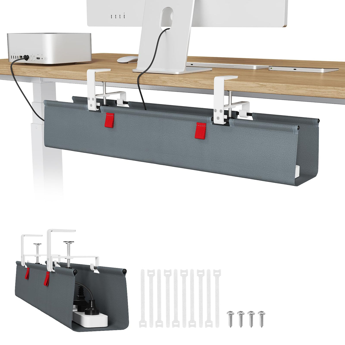 Univivi No Drill Under Desk Cable Management Tray, 36 inch Cable Management