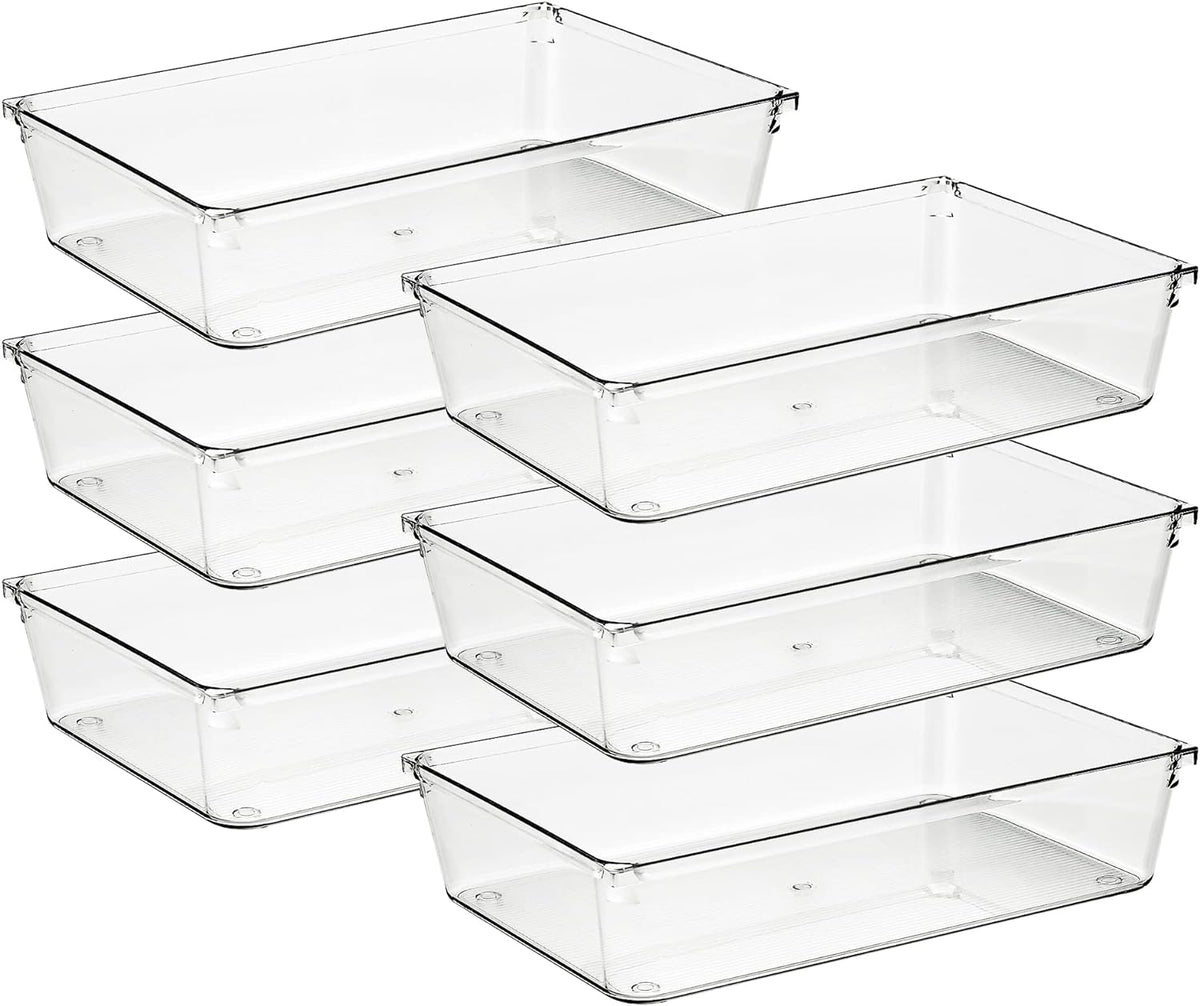 Ravinte 6 Pack Drawer Organizer, 6" x 9" Plastic Storage Bins