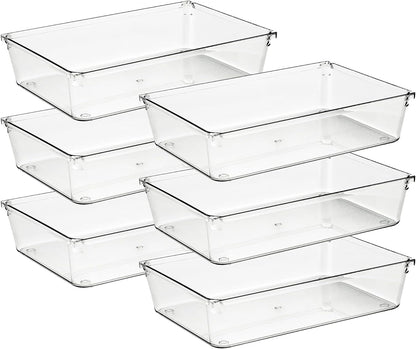 Ravinte 6 Pack Drawer Organizer, 6" x 9" Plastic Storage Bins