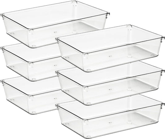 Ravinte 6 Pack Drawer Organizer, 6" x 9" Plastic Storage Bins