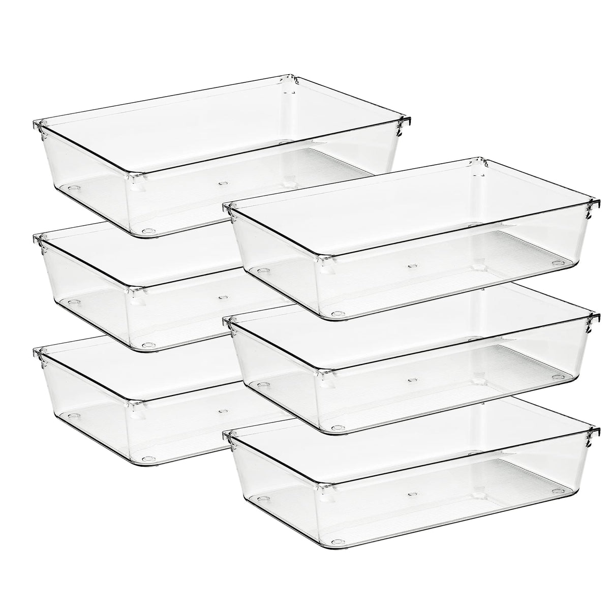 Ravinte 6 Pack Drawer Organizer, 6" x 9" Plastic Storage Bins