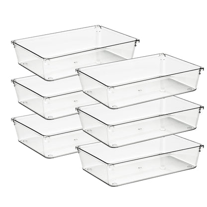 Ravinte 6 Pack Drawer Organizer, 6" x 9" Plastic Storage Bins