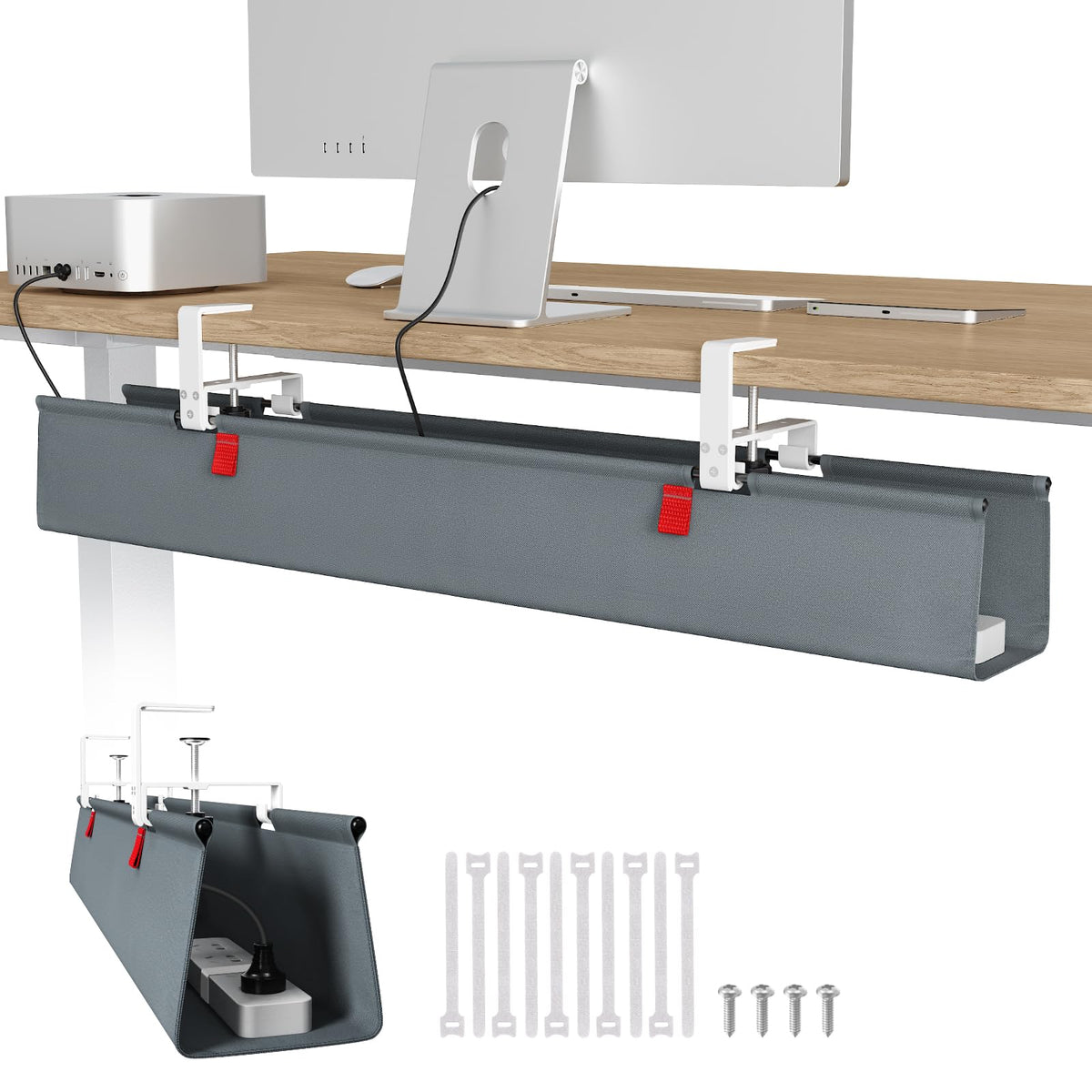Univivi No Drill Under Desk Cable Management Tray, 36 inch Cable Management