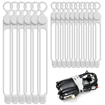 24Pcs Silicone Cable Ties, Cord Organizer Cable Management-Multi