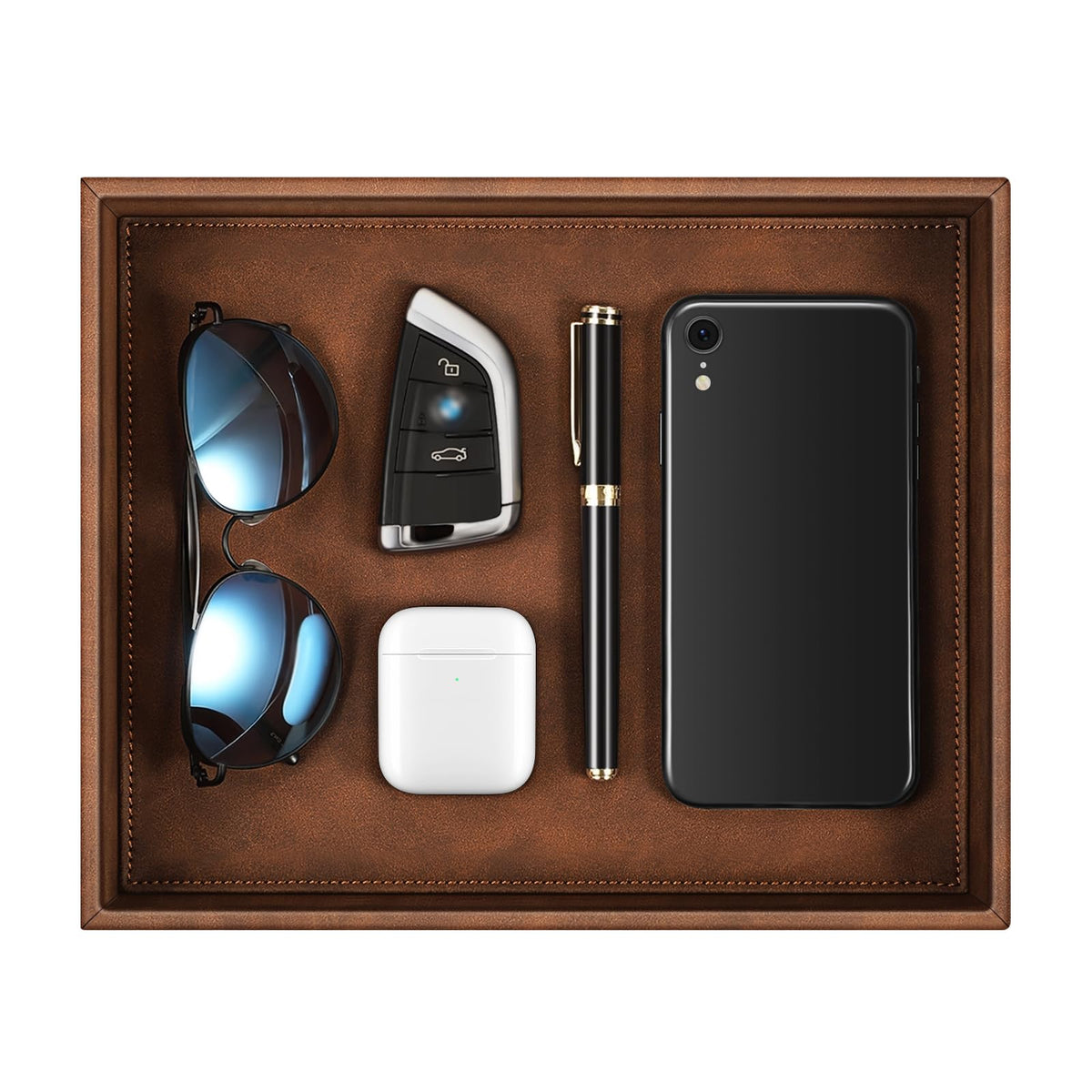 SITHON Valet Tray Desk Organizer PU Leather Catchall