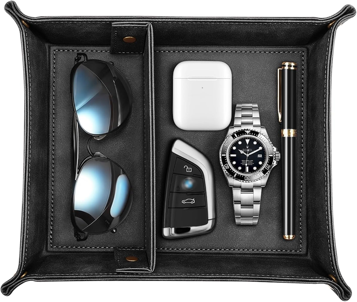 SITHON Valet Tray Desktop Storage Organizer with 2 Compartments