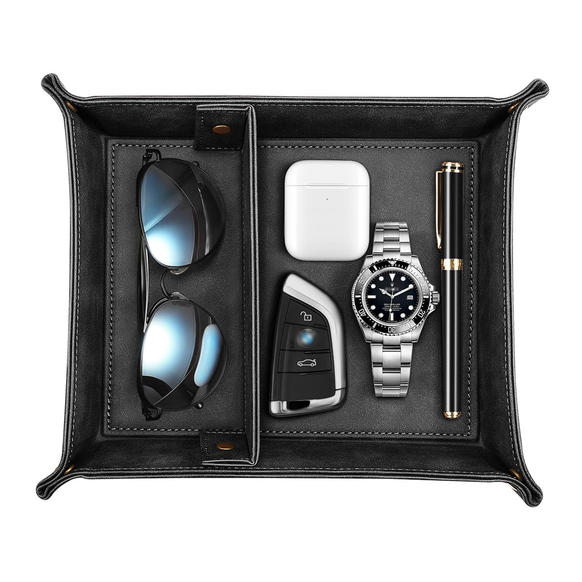 SITHON Valet Tray Desktop Storage Organizer with 2 Compartments