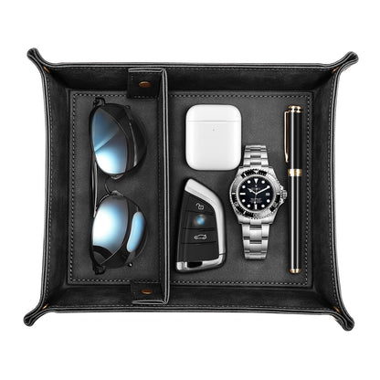 SITHON Valet Tray Desktop Storage Organizer with 2 Compartments