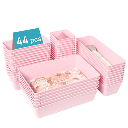 Vtopmart 44 PCS Clear Plastic Drawer Organizers Set, Vanity Organizer Trays