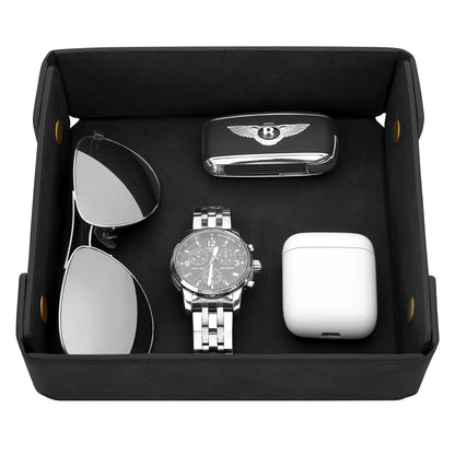 CASIRENA Faux Leather Valet Tray Organizer for Men - Catch-All Tray for Entryway Table Key, Wallet, Watch, Coin Change, Phone, Dresser EDC Dump Jewelry, Bedside Nightstand Desk-top