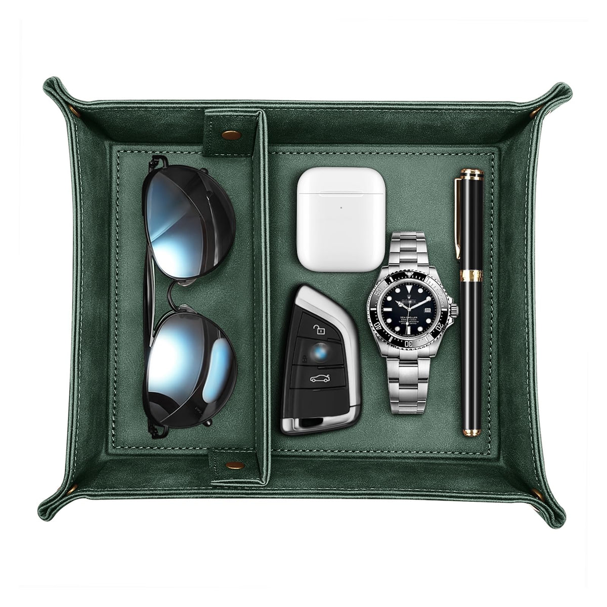 SITHON Valet Tray Desktop Storage Organizer with 2 Compartments