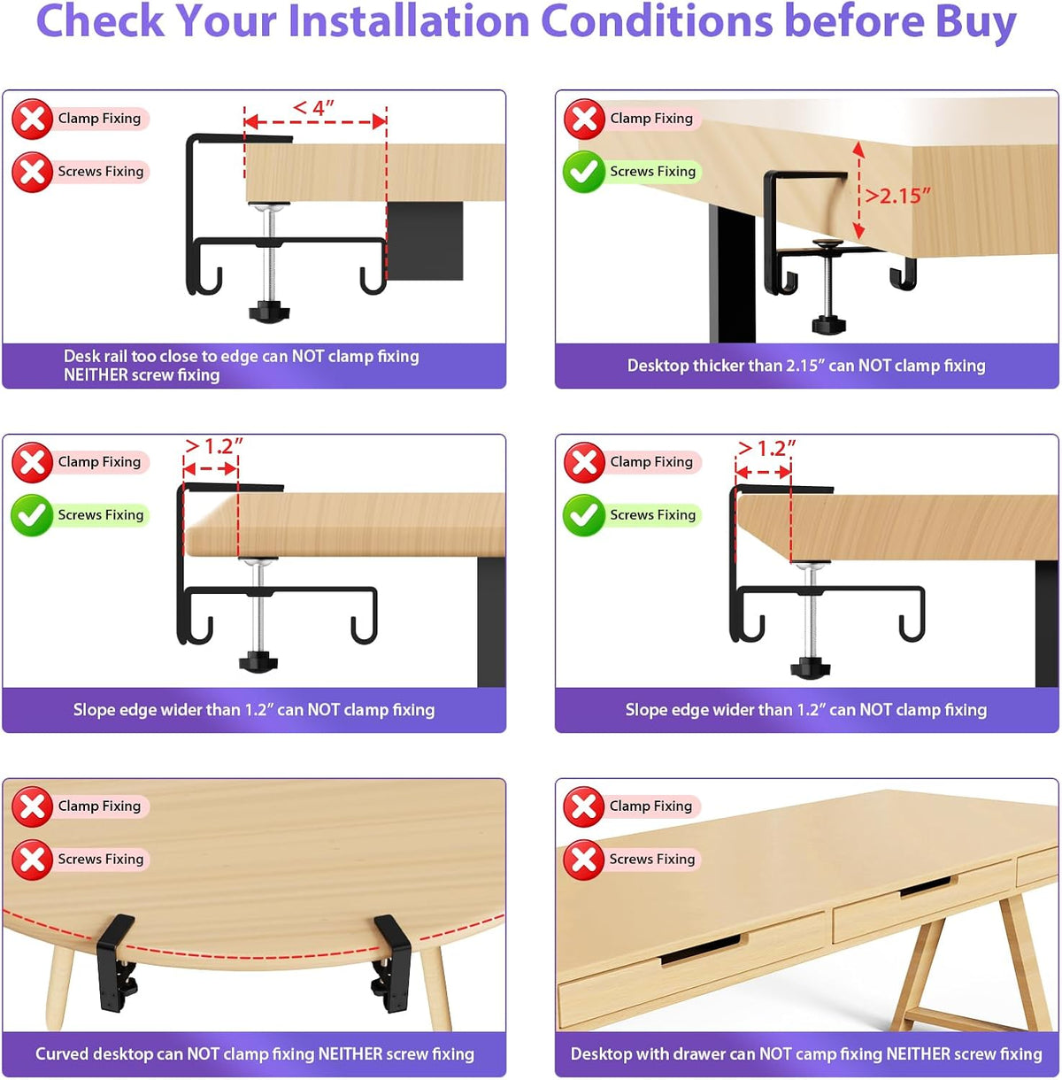 Univivi No Drill Under Desk Cable Management Tray, 36 inch Cable Management