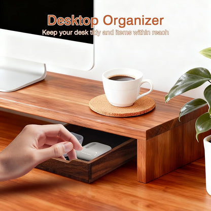 Walnut Desk Tray Organizer Drawer for Home Office, Desktop Accessories Wood Desk Organizer Tray for Keys, Pen, Watch