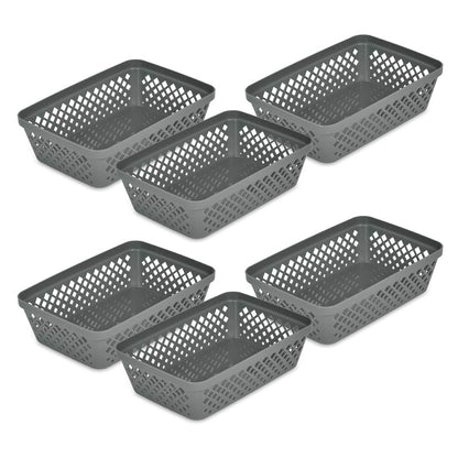 Glad Plastic Storage Basket Set - Multipurpose Drawer Trays, Kitchen Pantry Containers, and Bathroom Bins - 3 Pack Large Organizers, Grey
