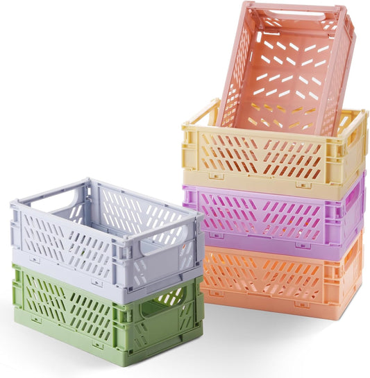 HUUSMOT 6-Pack Collapsible Small Plastic Storage Baskets, 5.9"x3.8"x2.2"