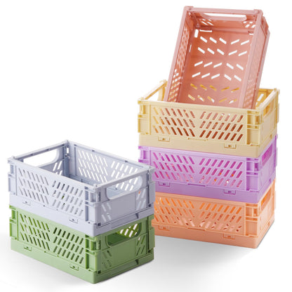 HUUSMOT 6-Pack Collapsible Small Plastic Storage Baskets, 5.9"x3.8"x2.2"