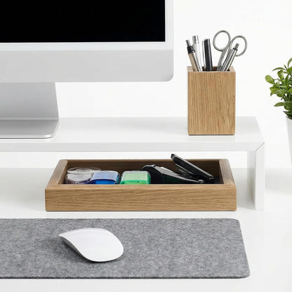 Wood Desk Organizer Tray, Felt Lined Wood Desk Tray Non Slip Letter Tray Display Wooden Inbox Desk Storage Tray for Pens Keys Watch Magazines Home and Office Workspace Organization Accessories