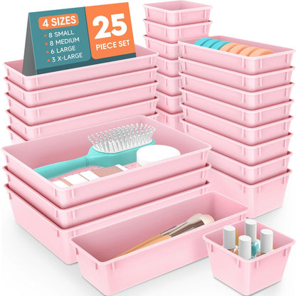 25 PCS Plastic Drawer Organizer, Versatile Organizer Trays & storage Bins