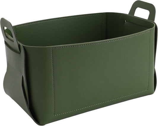 KINIVA Gift Baskets for Present-Valet Tray Organizer - Leather Dresser Organizer Box for Men and Women - Jewelry Accessories Catchall Vanity Tray for Table Desk Top (Green)