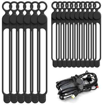24Pcs Silicone Cable Ties, Cord Organizer Cable Management-Multi