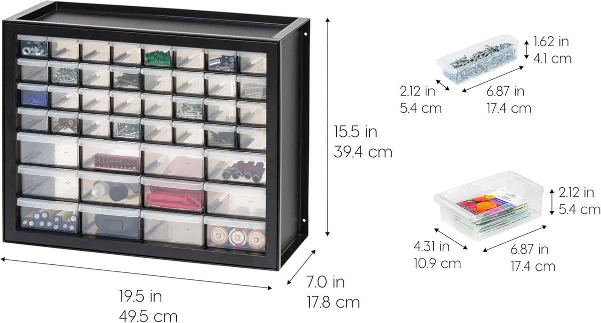 IRIS USA 44-Drawer Small Parts Storage Cabinet, Crafts, Made in USA, Black
