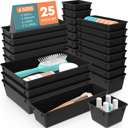 25 PCS Plastic Drawer Organizer, Versatile Organizer Trays & storage Bins