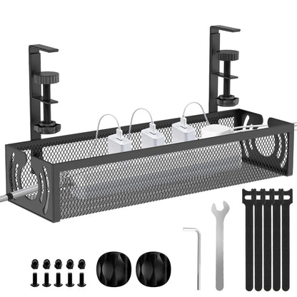 Cable Management, 25.3'' Under Desk Cable Management Tray No Drill