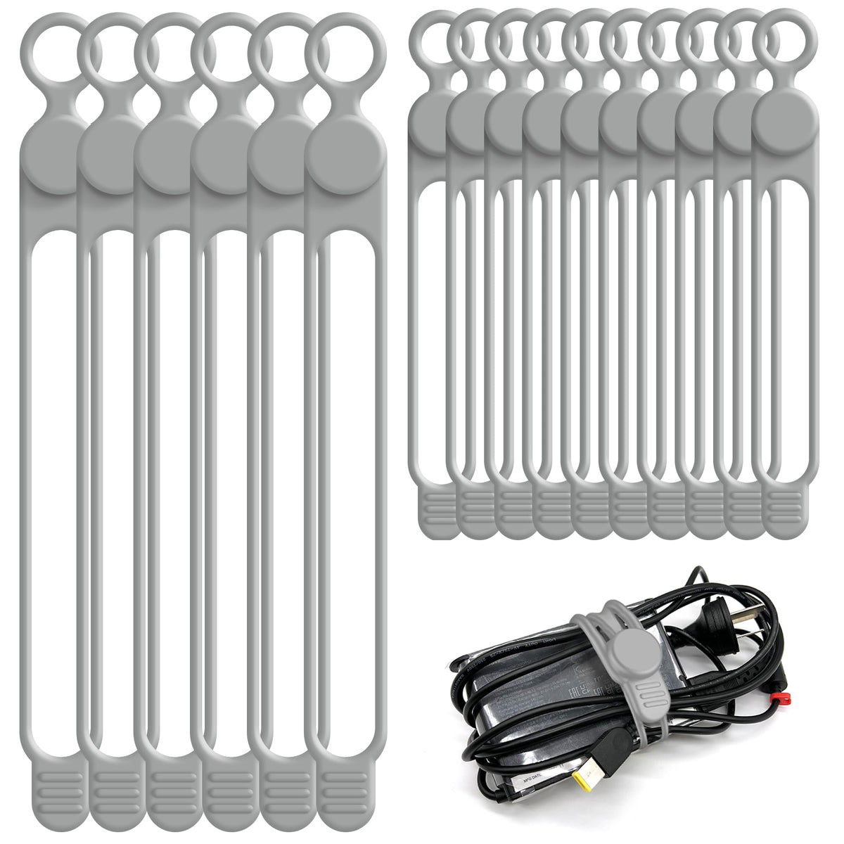 24Pcs Silicone Cable Ties, Cord Organizer Cable Management-Multi