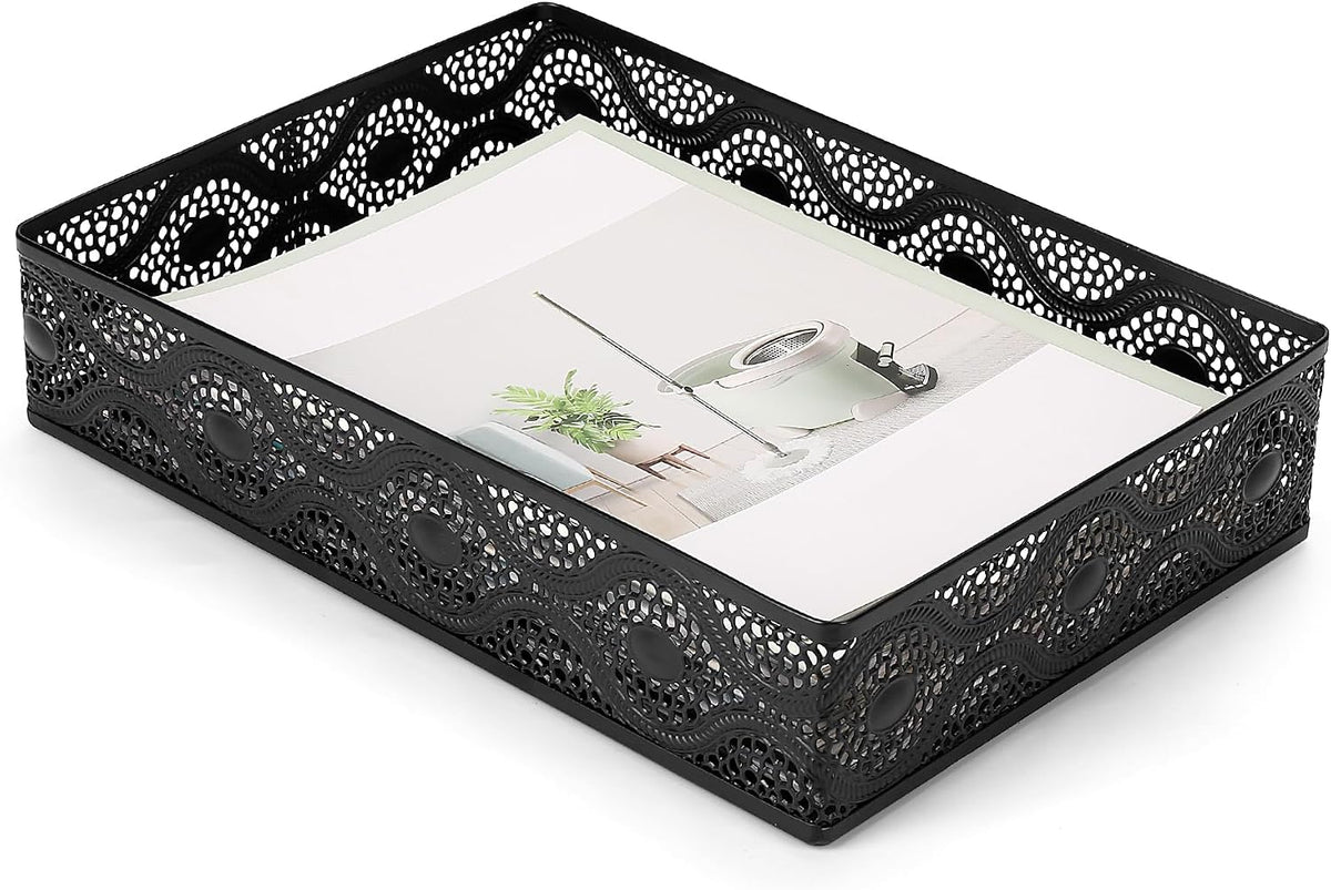 Desk Paper Tray Organizer, Metal Mesh Storage Basket for Office Home
