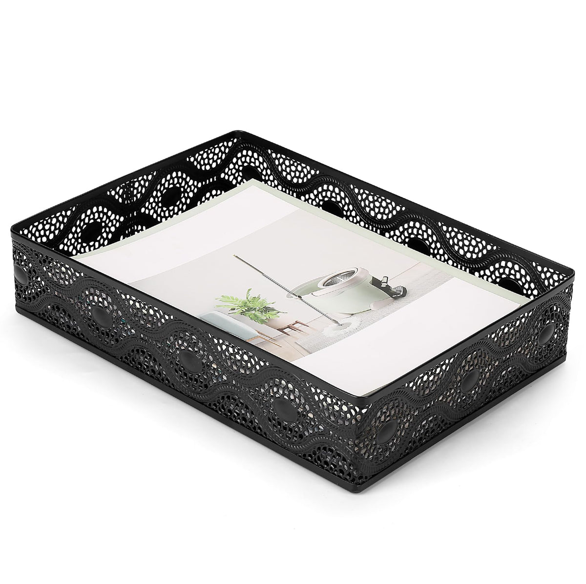 Desk Paper Tray Organizer, Metal Mesh Storage Basket for Office Home