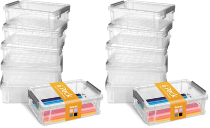 Sooez 6 Pack Extra Large Pencil Box, Plastic Pencil Case Crayon Box
