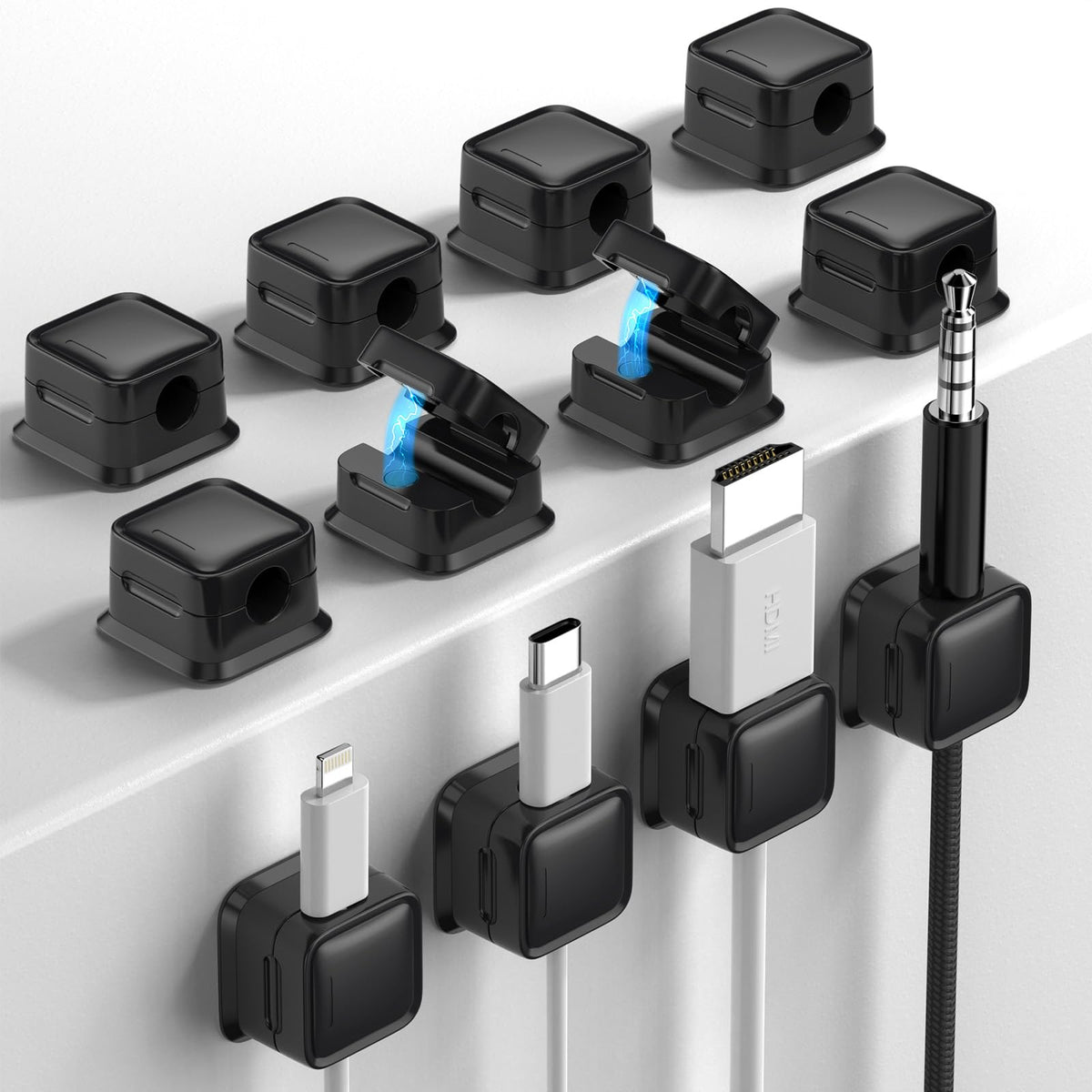 9 Pack Cord Organizer Magnetic Cable Clips Adhesive Wire Management 1s Lock
