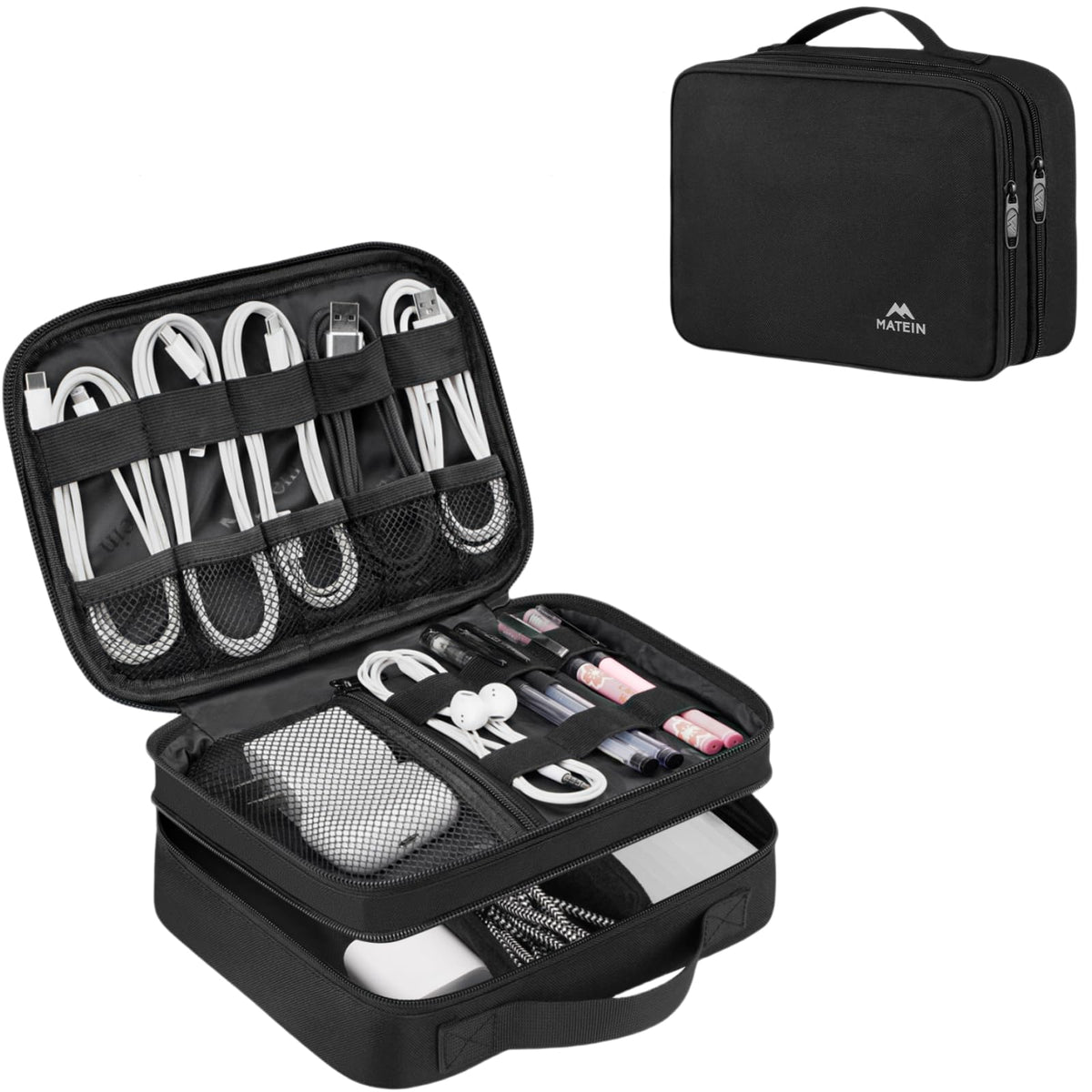 MATEIN Electronics Organizer Travel Case, Cable Organizer Bag, Black