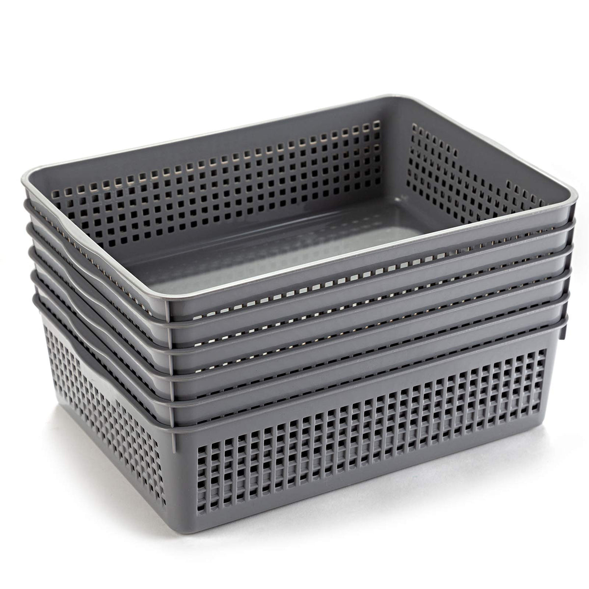 Aebeky A4 Size Plastic Paper Storage Trays,Desktop File Organizer Baskets,6-Packs (Black)