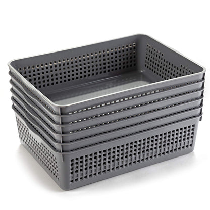 Aebeky A4 Size Plastic Paper Storage Trays,Desktop File Organizer Baskets,6-Packs (Black)