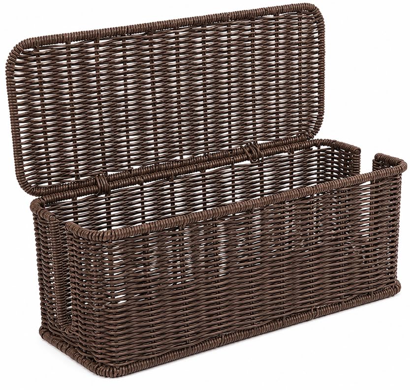 Cable Management Box, Handmade Rattan Cord Organizer for Power Strip