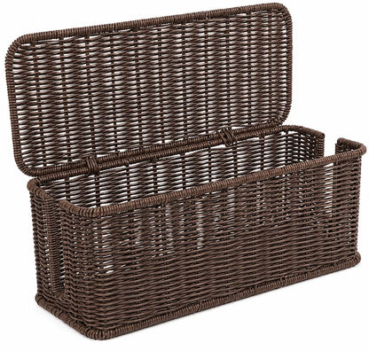 Cable Management Box, Handmade Rattan Cord Organizer for Power Strip