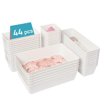Vtopmart 44 PCS Clear Plastic Drawer Organizers Set, Vanity Organizer Trays