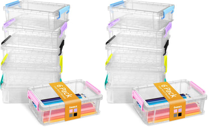 Sooez 6 Pack Extra Large Pencil Box, Plastic Pencil Case Crayon Box