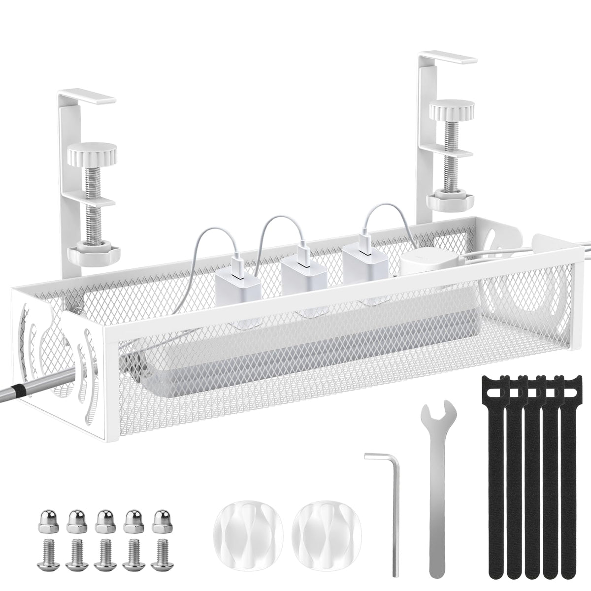 Cable Management, 25.3'' Under Desk Cable Management Tray No Drill