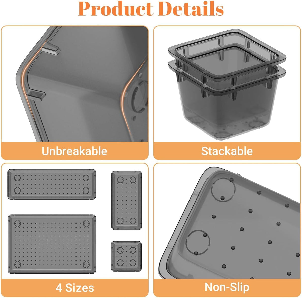 SpaceHacks 15 PCS Plastic Drawer Organizer Set, Drawer Storage Trays