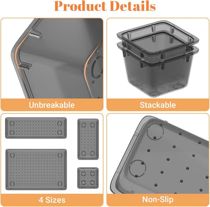 SpaceHacks 15 PCS Plastic Drawer Organizer Set, Drawer Storage Trays