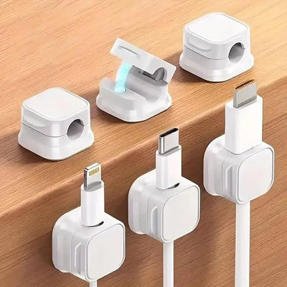 6-Pack Adhesive Spring Clip Set - Cord Storage Organizer for Desk Cable Management, Phone Charger Wire Keeper (Office Use), Adhesive Clips