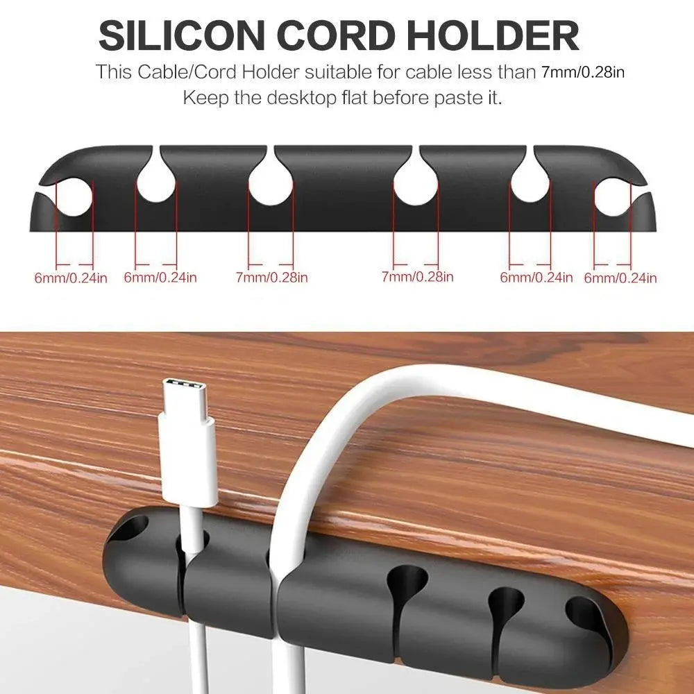 Reusable Silicone Cable Holder, Anti-Slip Detachable Cord Organizer for Desk, Charger Wrap, Office Home Tangle-Free Storage Solution, Dorm Car Multi-Scenario Use.