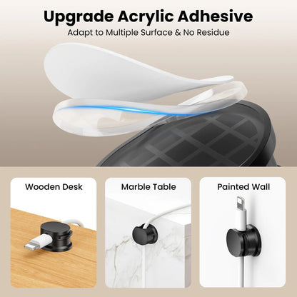 Magnetic Cord Organizer 12 Pack - Adhesive Cable Management Holder for USB Chargers on Bedside Tables Walls & Cars - Versatile & Easy to Use